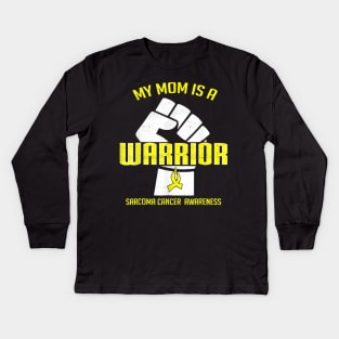 My Mom is a Warrior Sarcoma Cancer Awareness Kids Long Sleeve T-Shirt